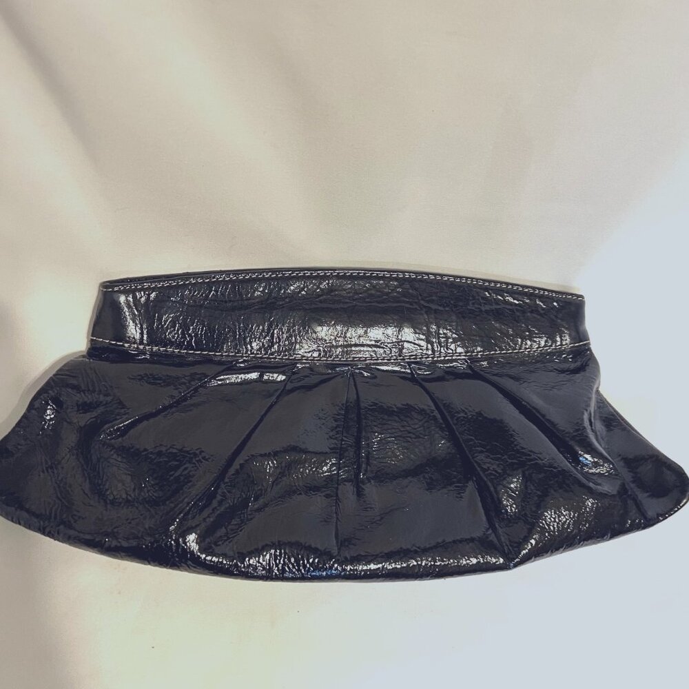 Fossil Black Leather Y2K Clutch Metal Frame Snap Shut Purse-Casual-Dinning